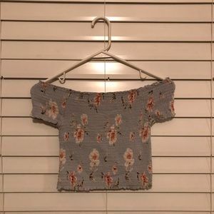 Blue Floral Crop Top